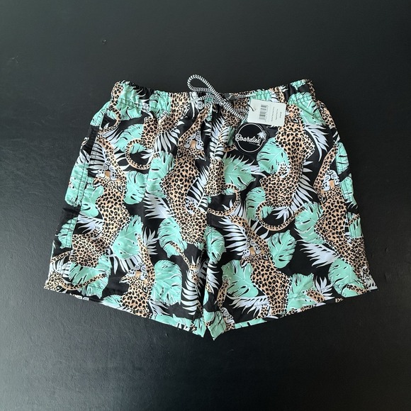 Boardies Other - Boardies Swimming Trunks Tropical Jungle Cheetah Print Size S Black Green Orange